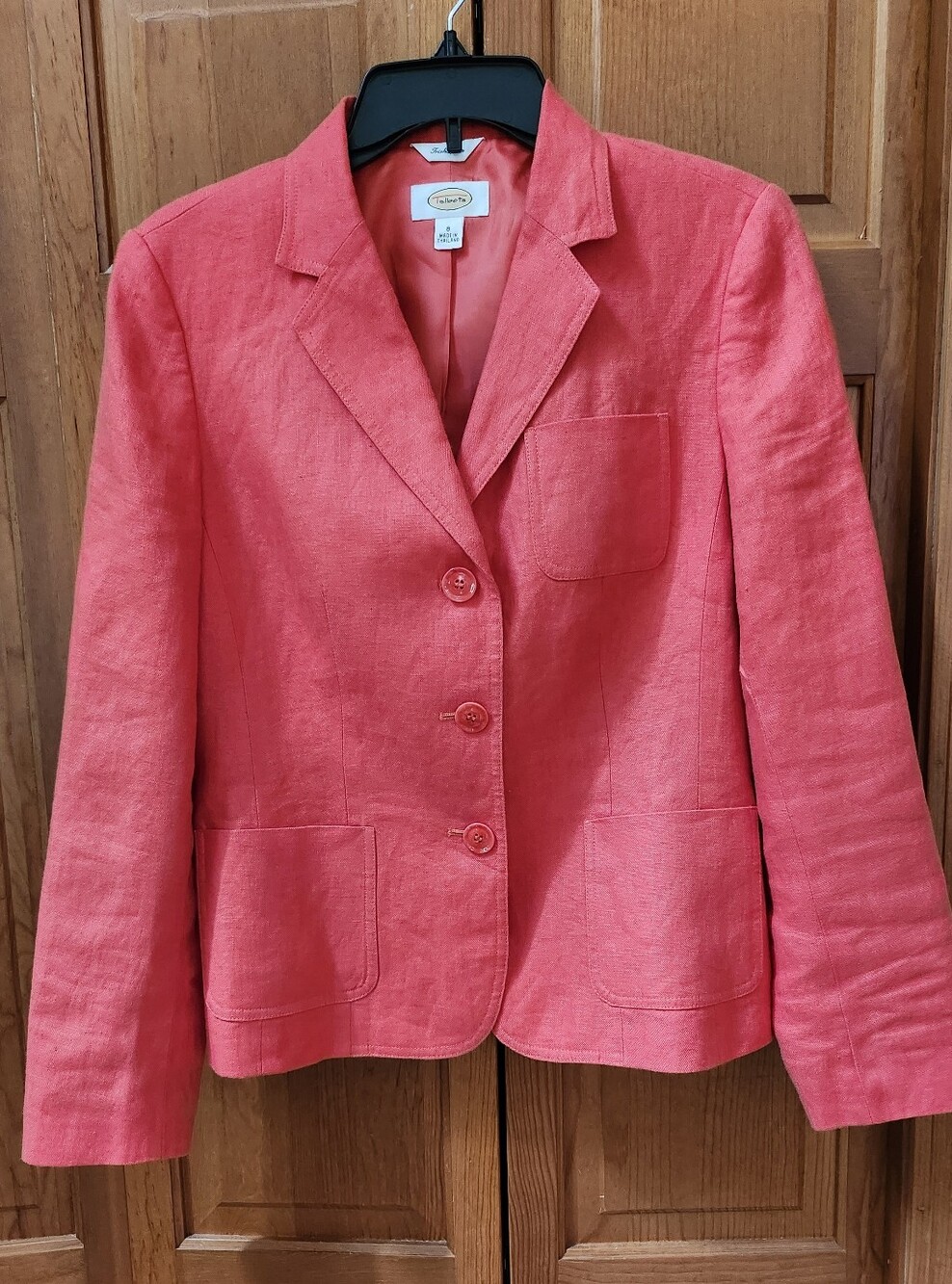 Talbots Coral-Pink Linen Blend Women's Blazer-Size 8